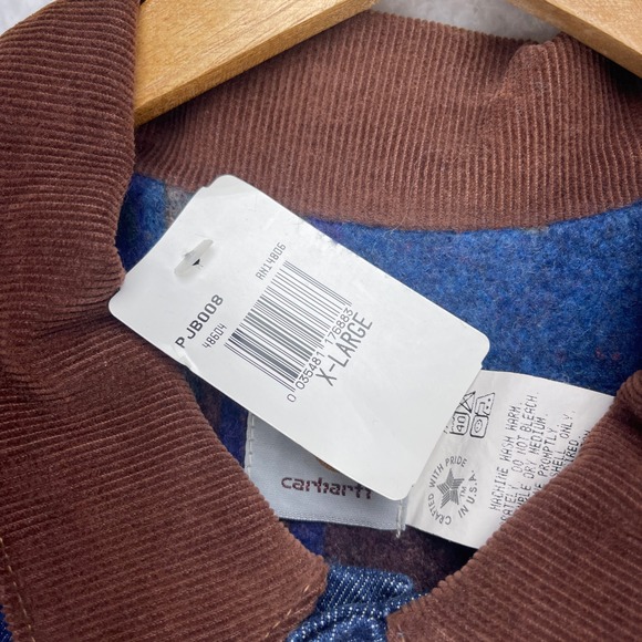 VTG Carhartt Trucker Jacket Aztec Blanket Lined Mens XL PJB008‎ Steel Blue NWT - Picture 16 of 16